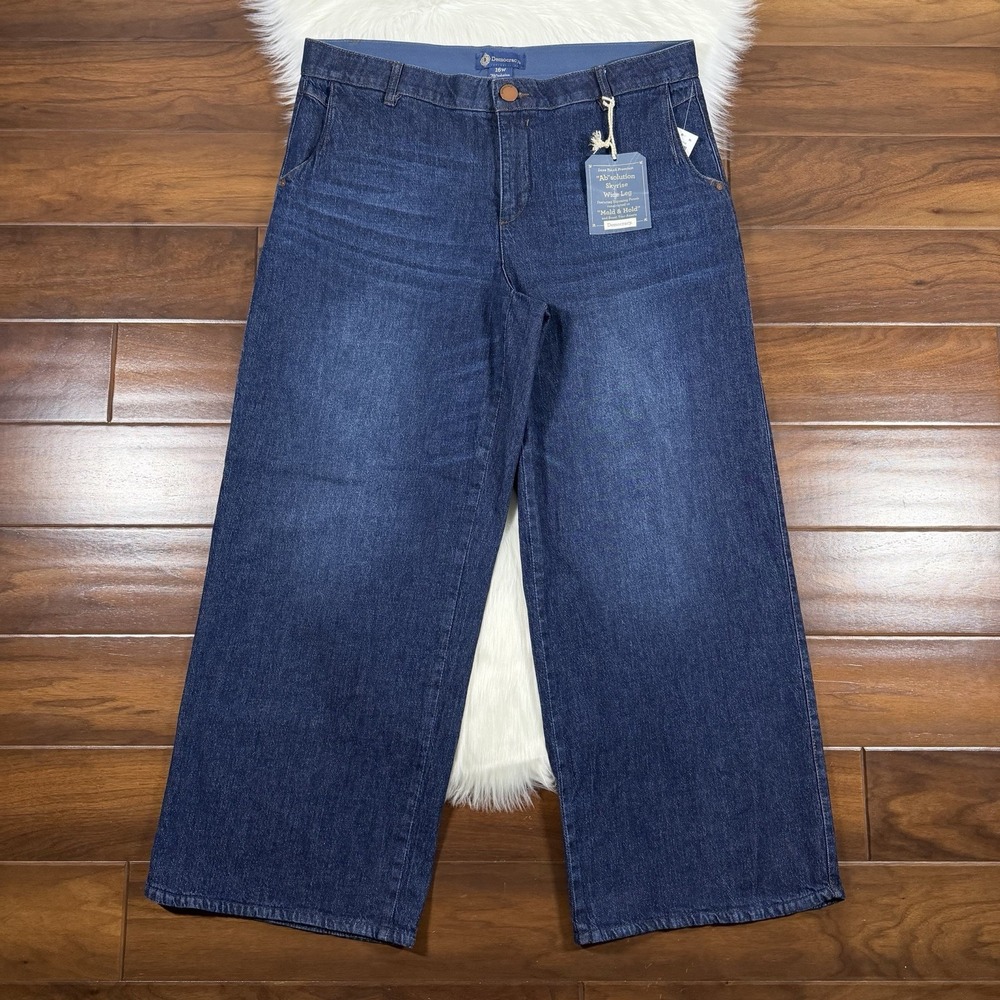 Democracy Women's Size 16 W Skyrise Wide Leg Ab Solution Denim Jeans